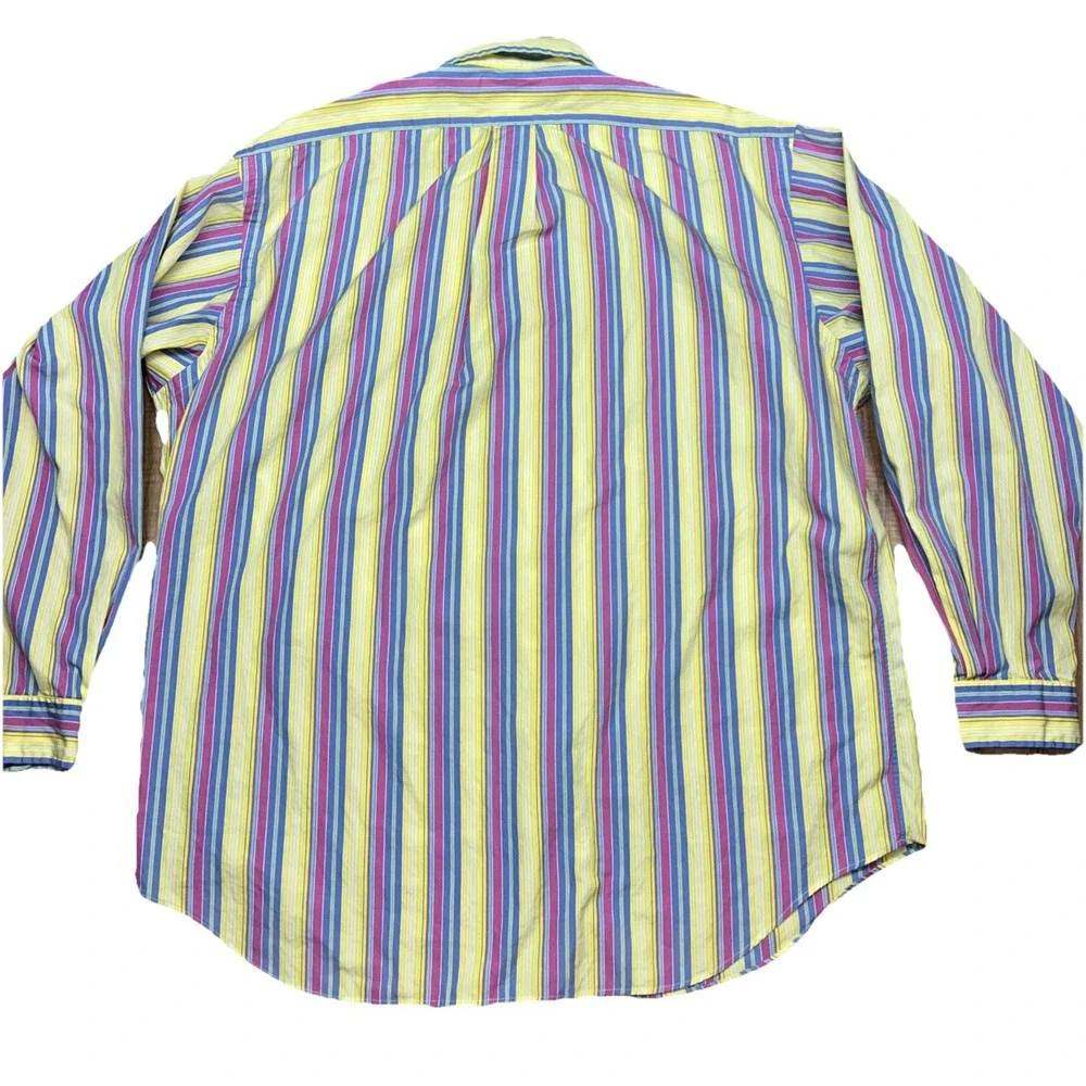 Polo Ralph Lauren Long Sleeve Button Down Men's Large, Pink‎ Blue Yellow, Easter